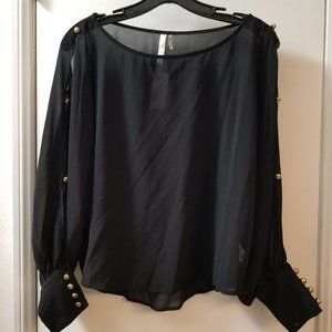 cold shoulder with button cuff detail and sleeve details